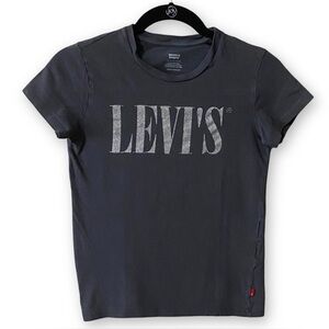 Levi’s Vintage Women’s XXS Glitter Logo T-Shirt Gray Crew Neck Short Sleeve Tee